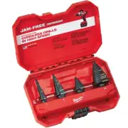Milwaukee 48-89-9223 3-Flat Black Oxide Jam-Free Step Drill Bit Set - 4pc