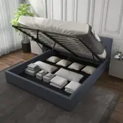 Milano Capri Luxury Gas Lift Bed Frame Under Storage Base Charcoal King Single