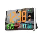 LED Alarm Clock Snooze Alarm 12/24H Calendar Tabletop Clock Electronic Clock for