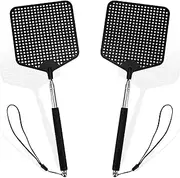CONJURAIDE Pack of 2 Extendable Telescopic Fly Swatter Stable Mosquito Swatter Fly Swatter Hand Fly Swatter Black Window Fly Trap Indoor for Flies Mosquitoes Killing