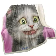 Funny Cats Drawings the Traumatized Kitten Throw Blanket