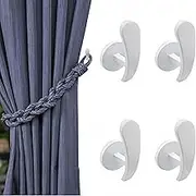 Curtain Holdbacks 4Pcs Aluminum Alloy 66Mm White Hook Curtain Fixed Hook Accessories Wall Hook - White