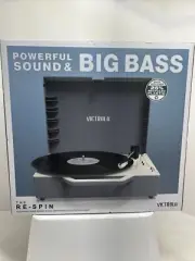 Victrola Big Bass Re-Spin Bluetooth Suitcase Record Player - Gray