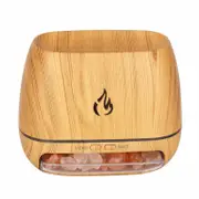 2024 3 In 1 Himalayan Salt Rock Aroma Diffuser, Ultrasonic Essential Oil Diffuser, Simulation Flame Humidifier, Coloured Light Mist Diffuser, Wood Gra