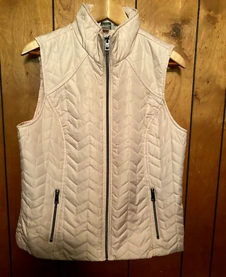 NWT Christopher & Banks Large Light Pink Quilted Sleevless Zip Up Vest