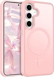 [ROUMAYMAY] Case for Samsung S25 Plus/S24 Plus, Strong Magnetic [Compatible with MagSafe] Military Grade Protective Slim Translucent Matte Skin Smooth Phone Case for Samsung S25 Plus Cover, Pink