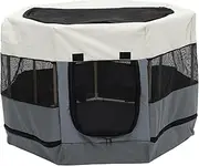 ibasenice Decorative Octagonal Pet Fence Durable Oxford Cat and Dog Playpen Bite Resistant Easy Installation Space Saving Design for Indoor Outdoor Use Grey