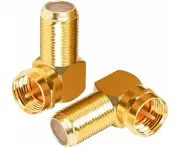 2 Pack F Type Right Angle Male to Female Adapters RG6 Gold Plated Coaxial Connectors for Coax Cables, Wall Mounted TV, Wall Plates
