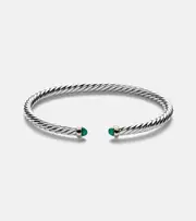 [David Yurman] David Yurman Cable Flex sterling silver and 14kt gold cuff bracelet with onyxes M silver