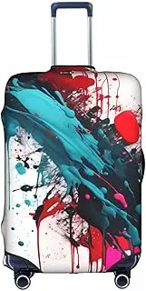 [Pvinnk] Abstract Paint Splashes Print Protective Luggage Cover Elastic Washable Suitcase Protector Travel Gear Protector, White, X-Large