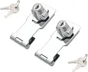 2 Packs Keyed Hasp Locks With Twist Knob for Small Doors, Cabinets and More - Stainless Steel Locking Catch Latch Safety Door Lock With Keys