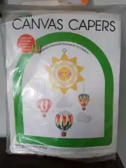Vintage Leisure Arts Needlepoint Canvas Capers Hot Air Balloon Mobile 80's