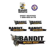 Brush Bandit Wood Chipper Model 90xp Decal Kit, Aftermarket Repro, UV laminated