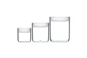 3pc ClickClack Round Pantry Set Small Storage Food Snack Container Clear White