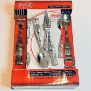 Coca-Cola 17 Piece Classic Bottle Flatware Set Bottle Opener Forks Spoons Knives