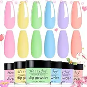 Honey Joy Neon Dip Powder Set, 6 Colors Pink Yellow Purple Green Blue Spring Sumer Dipping Powder Set Nail Art Manicure DIY Salon Home Gifts for Women, No Need Nail Lamp Cured, DP-U