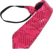 [FRCOLOR] Mens Sequin Necktie for Weddings and Festivals Zipper Tie Radiant Rosy Color for Christmas and Stage Performances Durable and Sequins Design