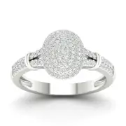 10K White Gold Diamond Culster Engagement Ring Size 6 (0.25ct/SI2,H-I)