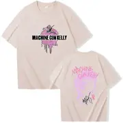 2024 Summer Machine Gun Kelly Printed Loose Casual Women'S T-Shirt All-Match Short Sleeve Khaki M
