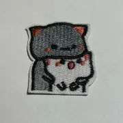 Gray And White Cat Patch Embroidered Kitties Cats Grey Iron On Sew On