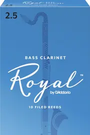 Rico Royal Bass Clarinet Reeds, Strength 2.5, 10-pack
