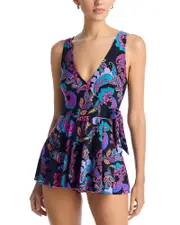 Johnny Was Wrap Skirted One Piece Swimsuit