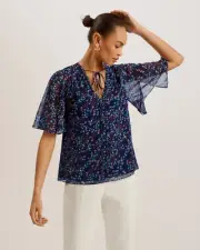 TED BAKER Neliann BLOUSE Top RRP £95 Size 4 UK 14 Chiffon