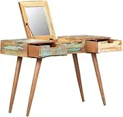 Dressing Table with Mirror 112x45x76 cm Solid Reclaimed Wood Vanity Makeup Desk with Drawers and Storage for Bedroom Girls