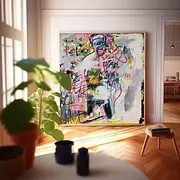 Handmade Oil Paintings Canvas Wall Art Decoration Modern Abstract Character graffiti Street Art for Living Room Home Decor Rolled Frameless Unstretched Paintin