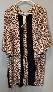NWT Chico's Women's Animal Print Ruana Leopard Print Size L/XL Tie Waist