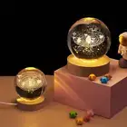 Crystal Galaxy Moon Planet Ball Table Lamp USB LED Night Light with Wooden base.