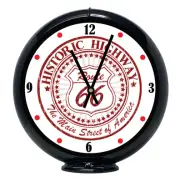 Route 66 Red Sign, Black Non-Lighted Gas Pump Globe Advertising Quartz Clock