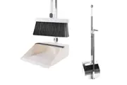 Rotatable Broom With Foldable Standing Dustpan For Cleaning-White