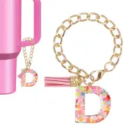 Letter Charm for Stanley Tumbler Cup Initial D Charm Accessories Keychain Pink