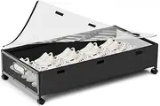 KITHELP Under Bed Storage Containers with Wheels, underbed shoe storage organizer with Removable Lids, Large rolling under bed storage dresser drawers for Clothes Toys Shoes Blankets