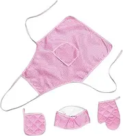 PERSELOSO Child's Chef Hat Apron Set Kids Cooking Tools Girl's Kitchen Costume Multifunctional Cooking Apron for Pretend Play