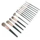 14pcs Green Makeup Blusher Brush Soft Ergonomic Handle Synthetic Fibre Eyesh EOM