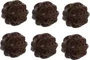 6Pcs Hand Carved Walnut Massage Balls Ergonomic Craft for Hand Strengthening Dark Brown Color Present for Elderly Health