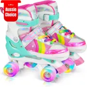 Adjustable Roller Skates for Kids Girls Boys Light-Up Wheels Outdoor Indoor 4 Si