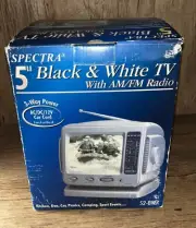 Spectra 5" Black & White TV with AM/FM Radio NEW SEALED