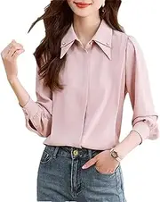 [Generic] Fashion Long Sleeve Turn Down Collar Shirt for Women Chiffon Shirt Office Ladies Elegant Dress Blouse