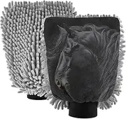 XYMZR Black Horse Black Feather Absorbent Microfiber Car Wash Mitt, Funny Cute Anime Scratch Free for Cars Cleaning, Home Cleaning Mitts, 2 Pack, 10.24” L x 7.09” W
