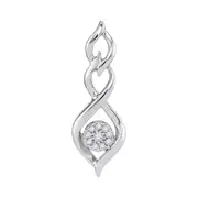 14k White Gold Round Diamond Infinity Pendant 1/10 Cttw