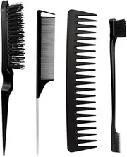 4 Pieces Slick Brush Set, Hair Styling Comb Set Teasing Hair Brush Rat Tail Comb Edge Brush For Edge Back Brushing, Combing, Slicking Hair For Women