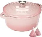 Overmont Enameled Cast Iron Dutch Oven - 5.5QT Cookware with Lid for Baking
