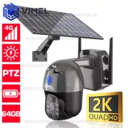 4G Solar Security Camera 64GB Outdoor Night HD 2K Outdoor Wireless Battery Farm