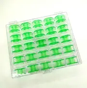 25X Plastic Bobbin #2518P Green Colour 15 Class Packed in Clear Plastic Case