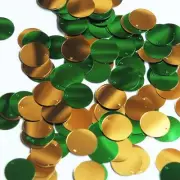 Round Flat Sequin 18mm Top Hole Green Gold Shiny Metallic Reversible Paillettes
