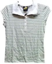 BUNDABERG RUM WOMEN'S OLIVE STRIPED COTTON BUNDY POLO SHIRT ($44.95rrp) SIZE 12