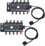 VGOL 2Pcs 4 Pin IDE Molex 10 Port Cooling Fan Splitter Hub 4 Pin PWM Cable PC Chassis Fan Hub Electrical Accessories 75x48mm/ 2.95x1.89in